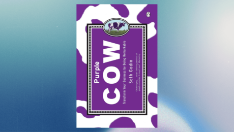 a purple and white cow book cover