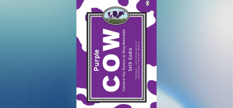 a purple and white cow book cover